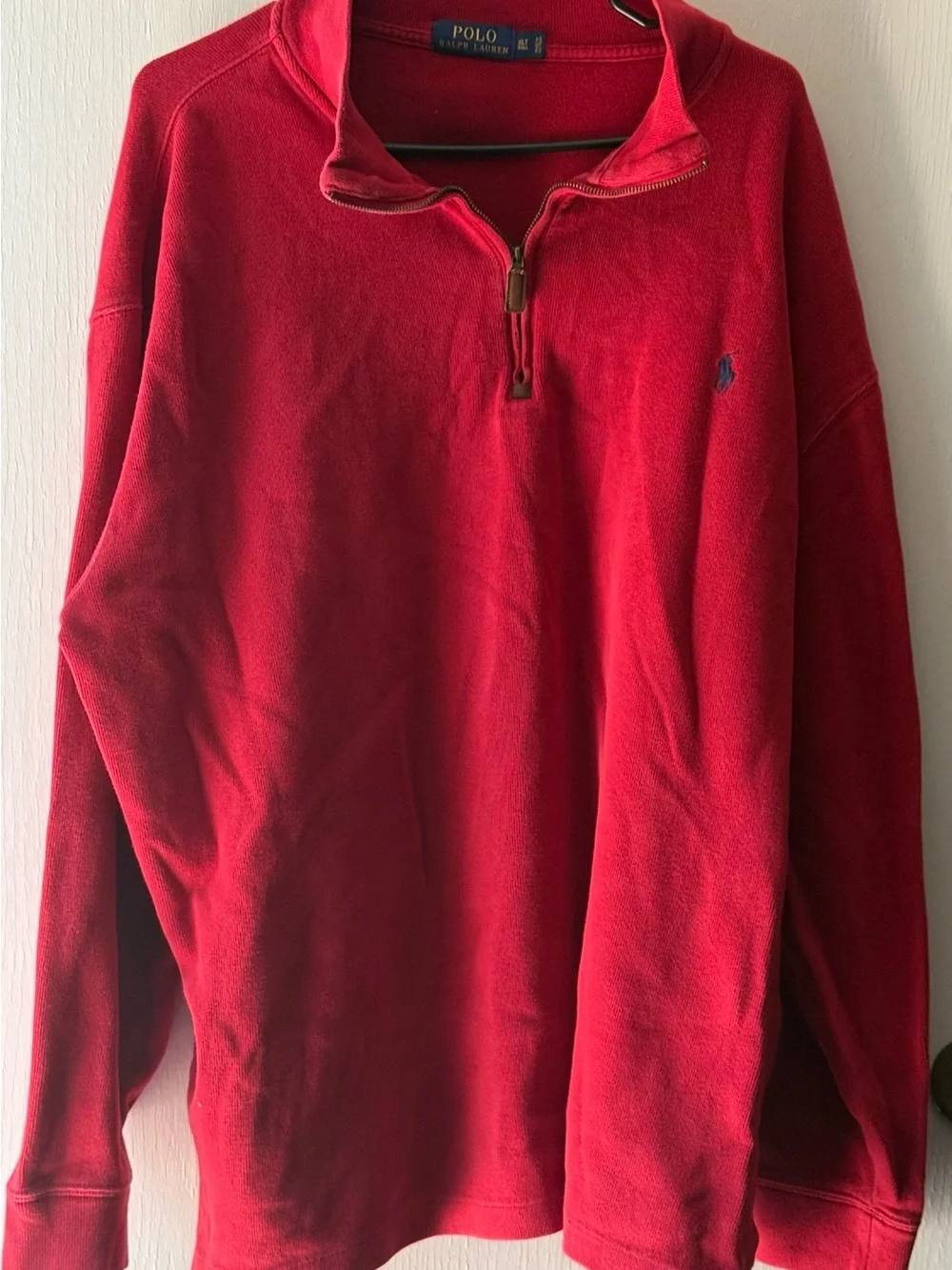Vintage Polo by Ralph Lauren Red Quarter-Zip Fleece Sweater
